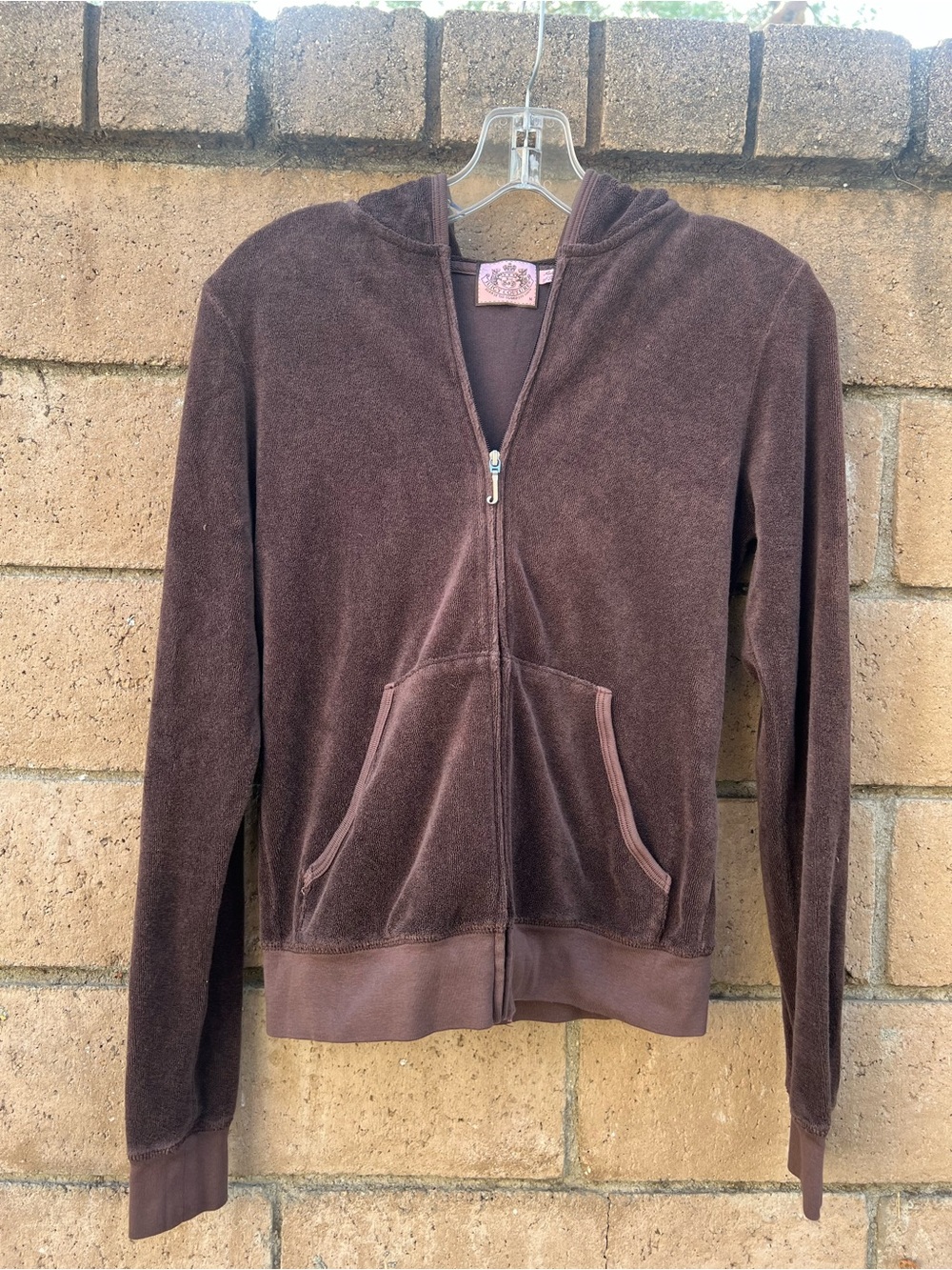 Juicy Couture Brown Velour Full-Zip Hoodie